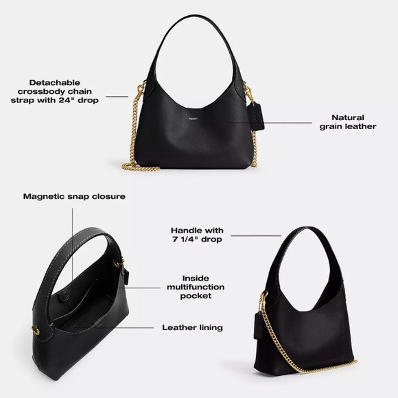 Coach Brooklyn Shoulder Bag 23 (BLACK) - Picture 9 of 10